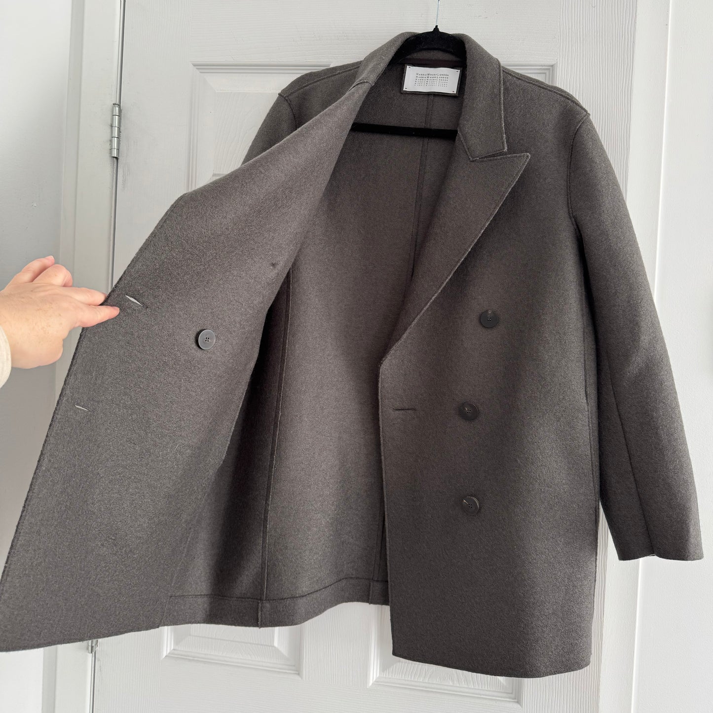 Harris Wharf "Slouchy Peacoat" in Ebony Grey, size 40 ** as is **