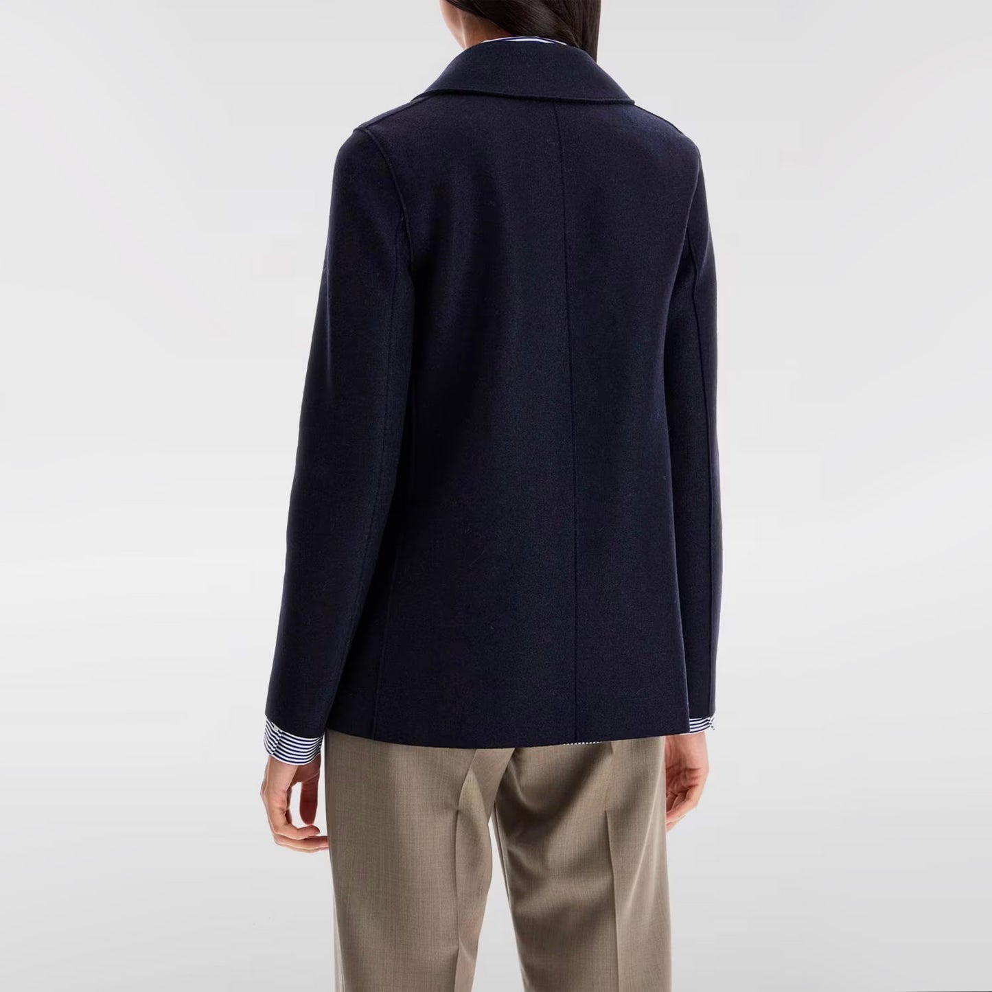 Harris Wharf Pressed Wool Pea Coat in Navy, size 48IT (fits like 10 ish?)