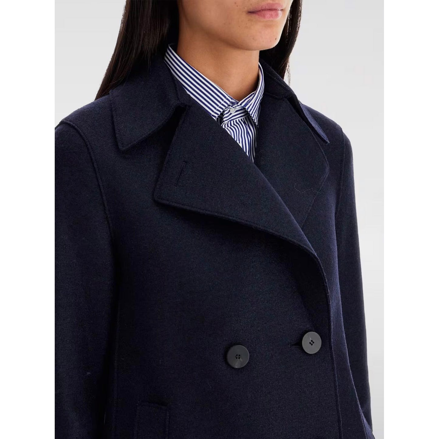 Harris Wharf Pressed Wool Pea Coat in Navy, size 48IT (fits like 10 ish?)