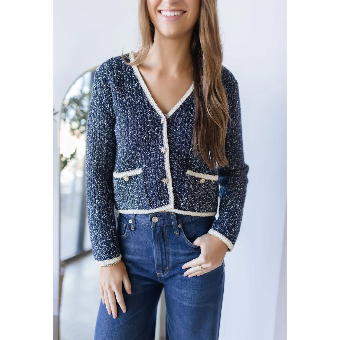Heartloom "Leo" Cardigan in Indigo, size XS