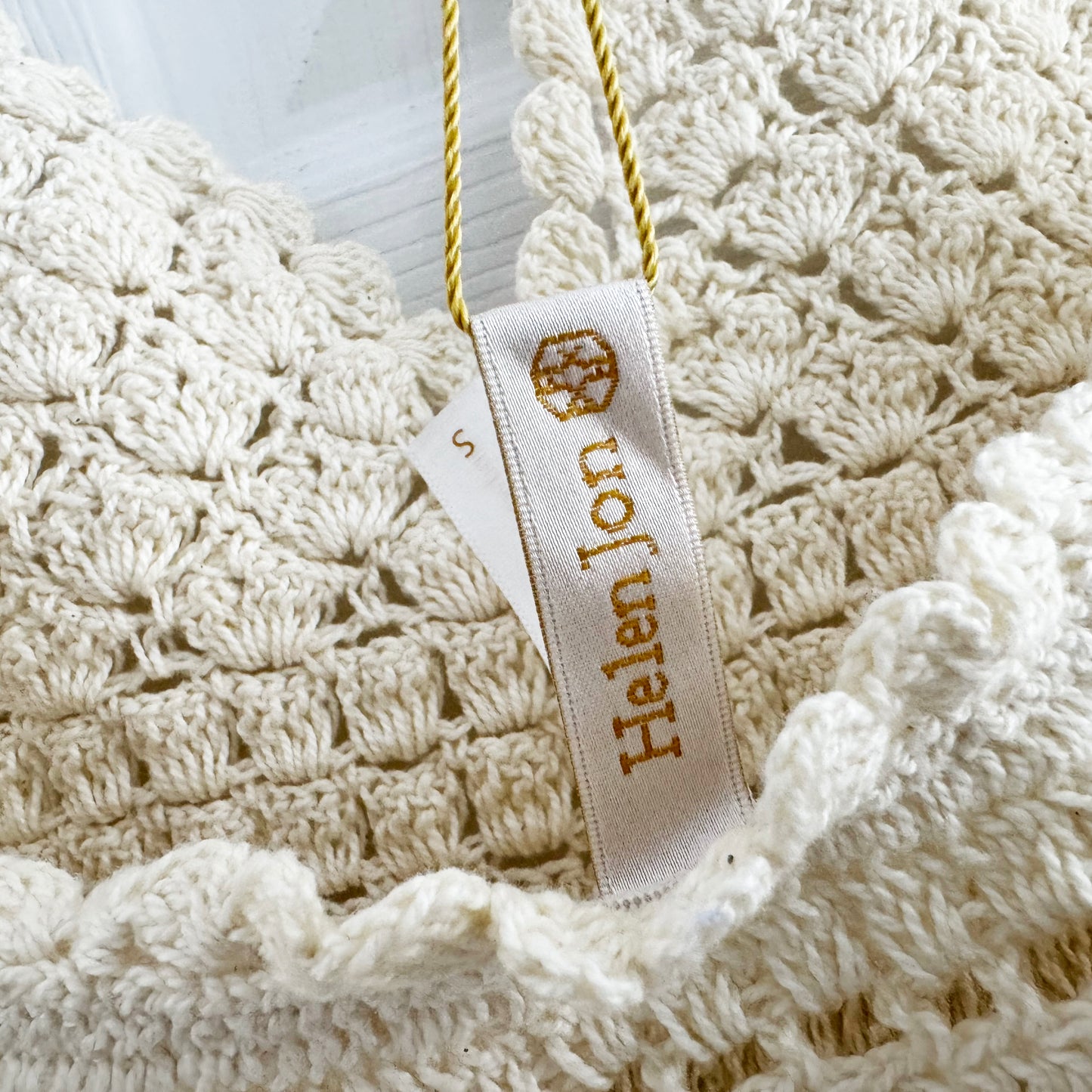 Helen Jon "Claudia" Crochet Midi Dress in Ivory, size Small