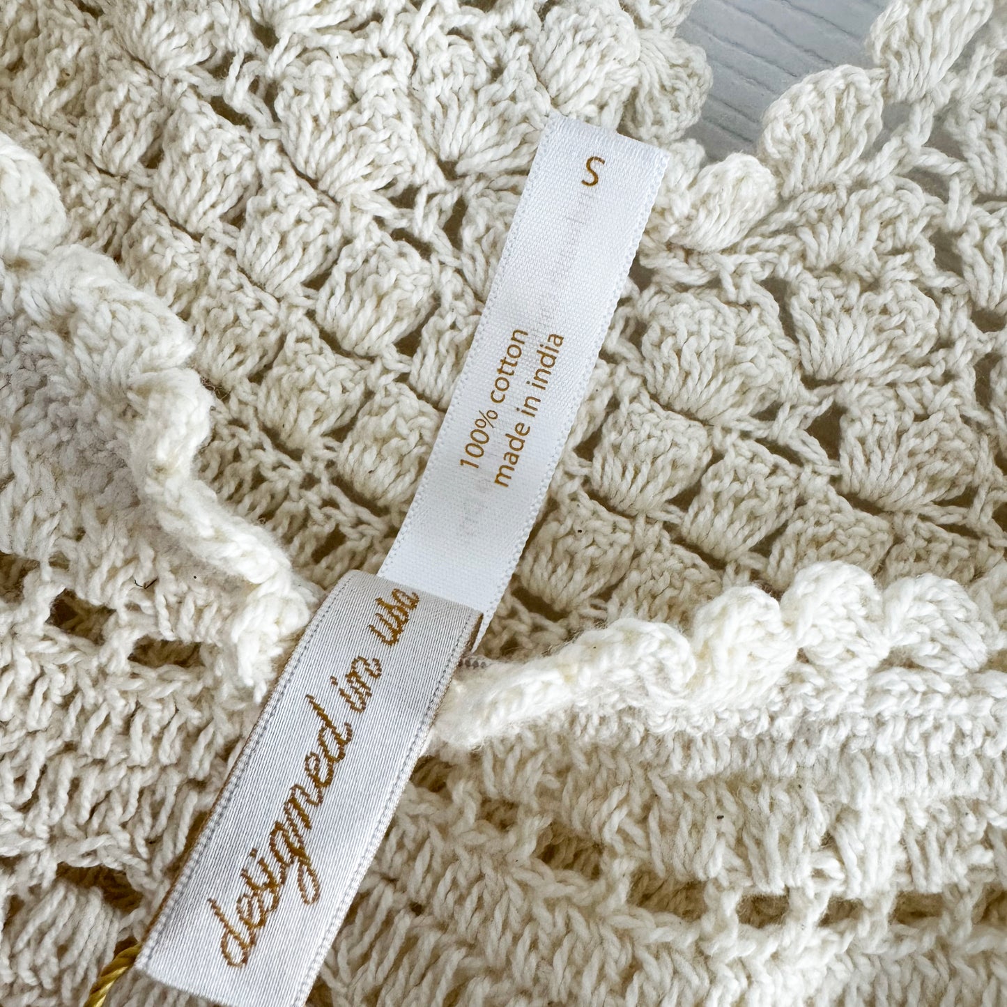 Helen Jon "Claudia" Crochet Midi Dress in Ivory, size Small