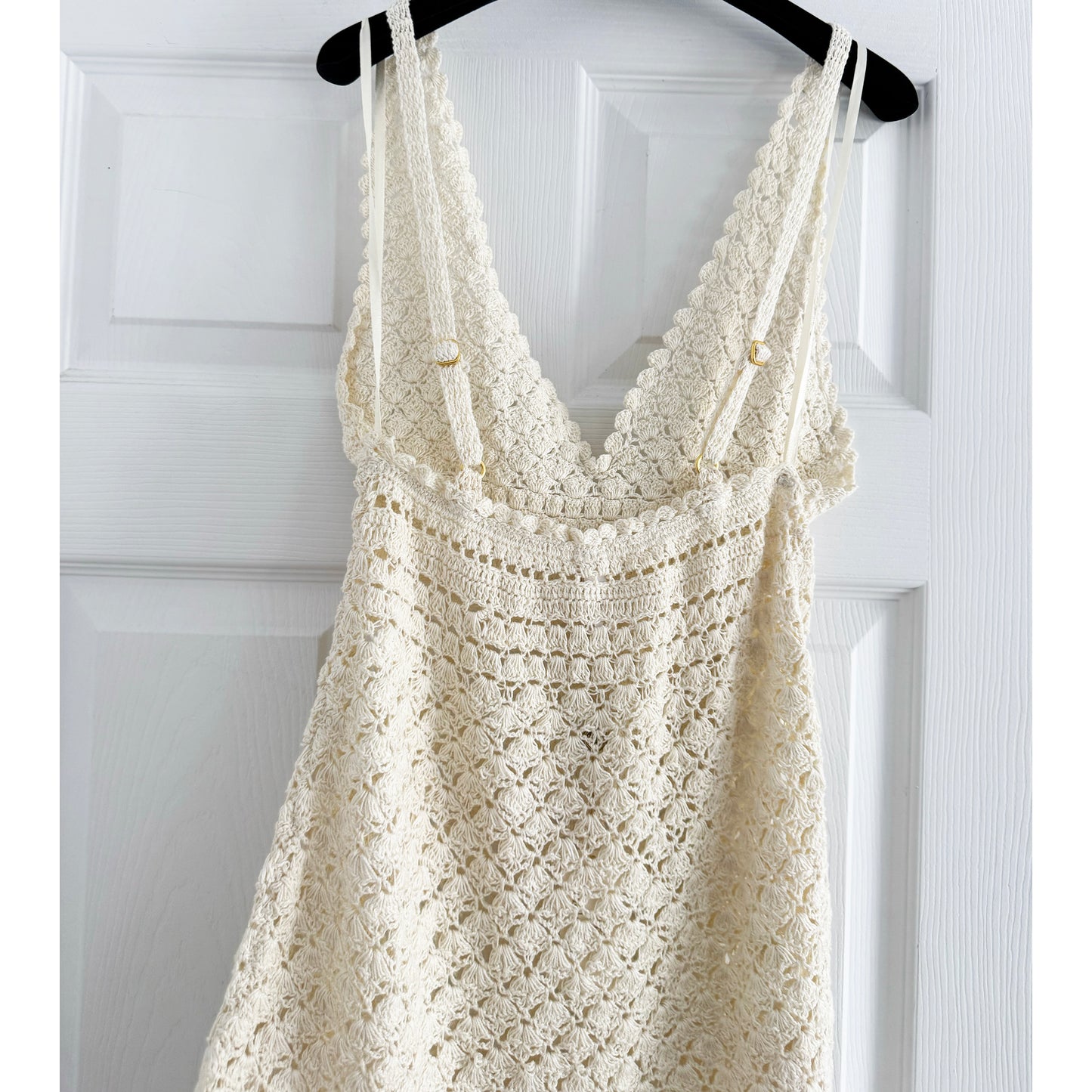 Helen Jon "Claudia" Crochet Midi Dress in Ivory, size Small