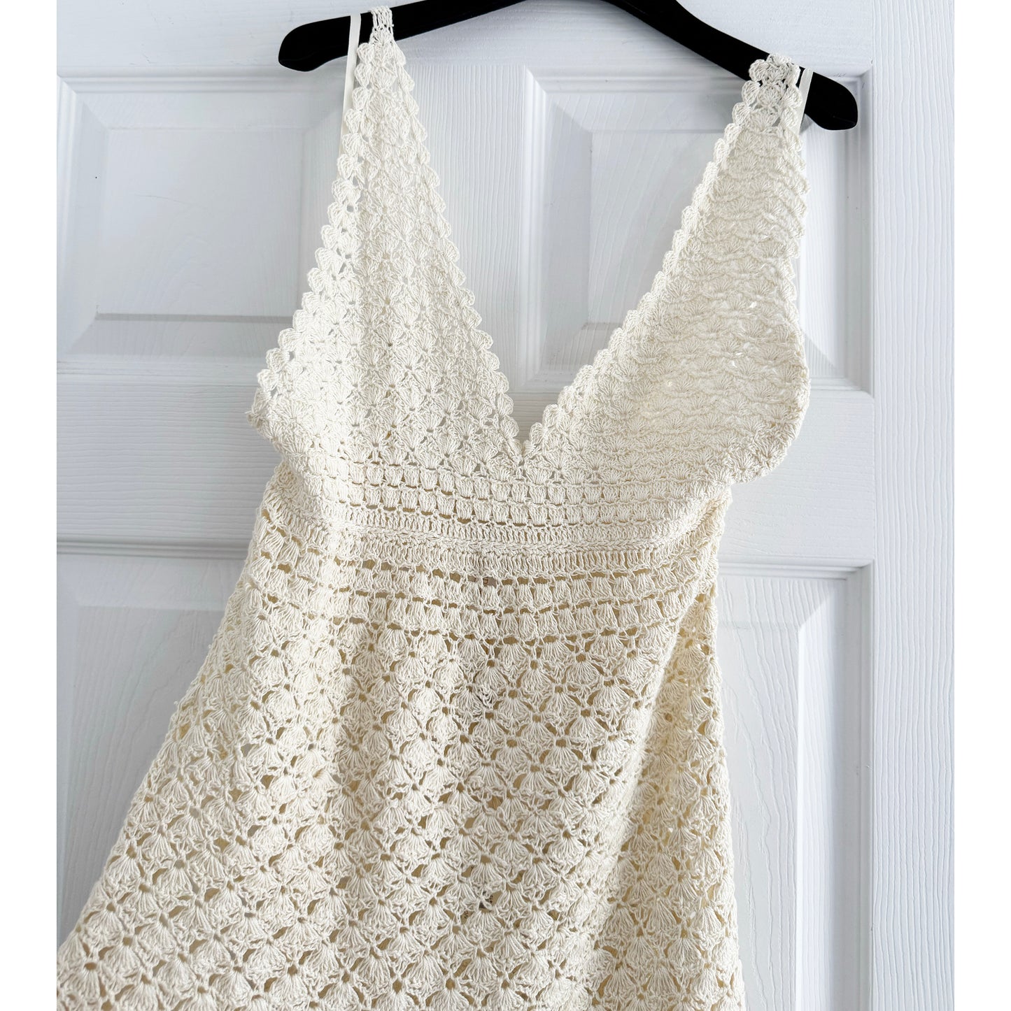 Helen Jon "Claudia" Crochet Midi Dress in Ivory, size Small
