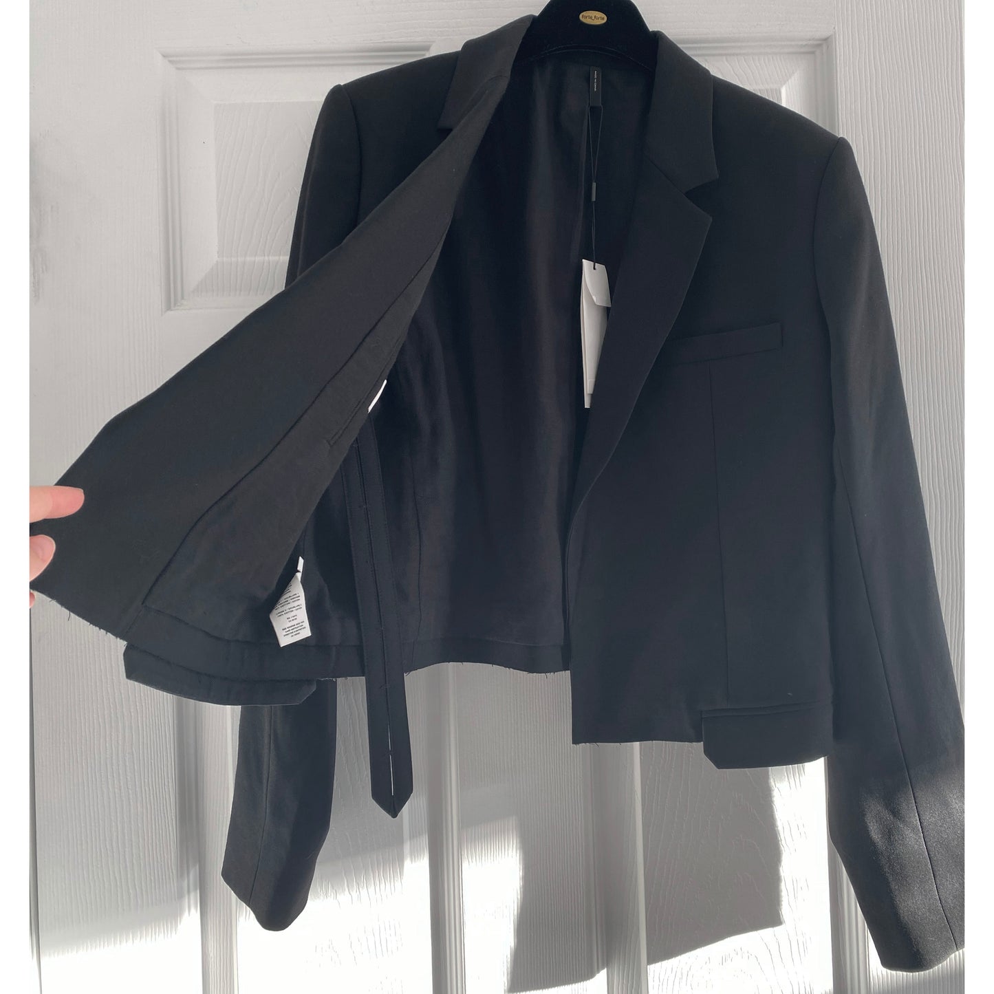 Helmut Lang Cropped Blazer in Black, size 4