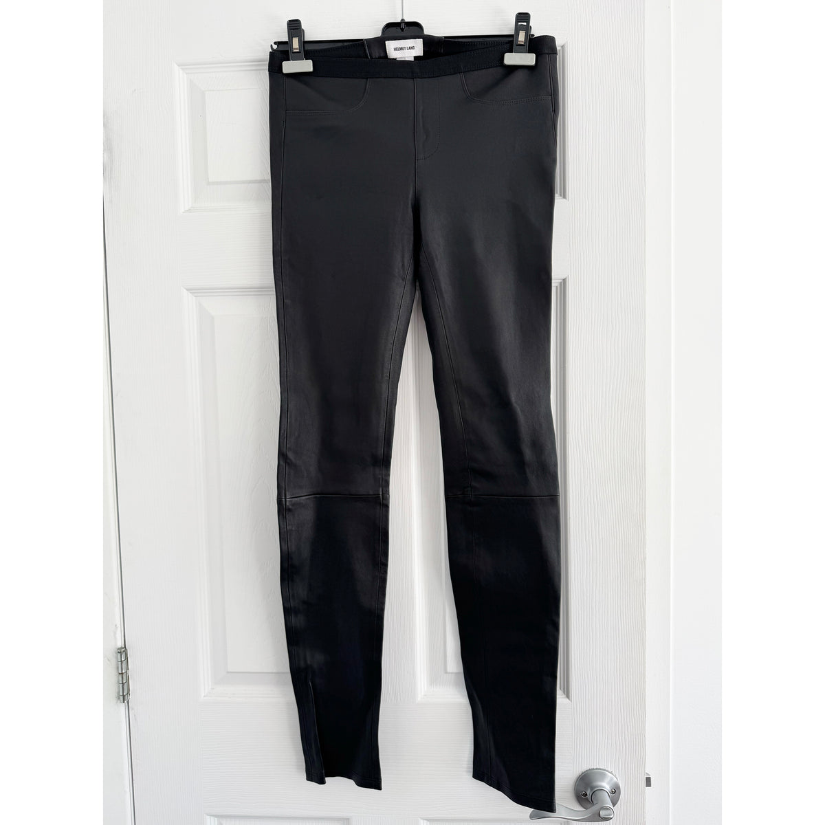 Helmut Lang Leather Leggings in Black, size 6
