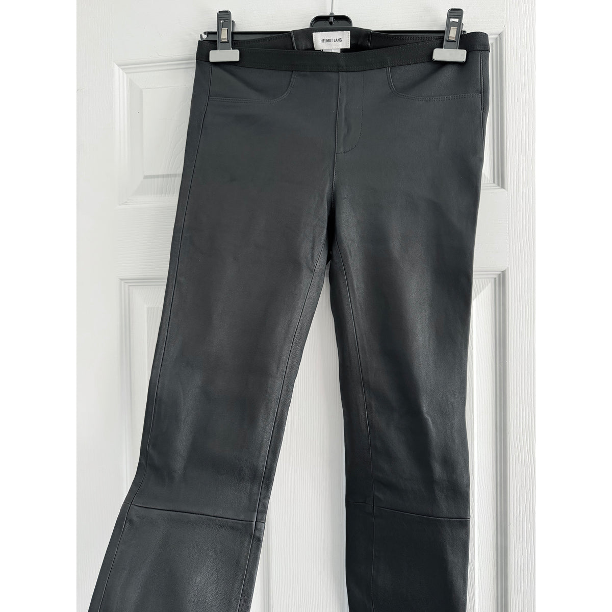 Helmut Lang Leather Leggings in Black, size 6