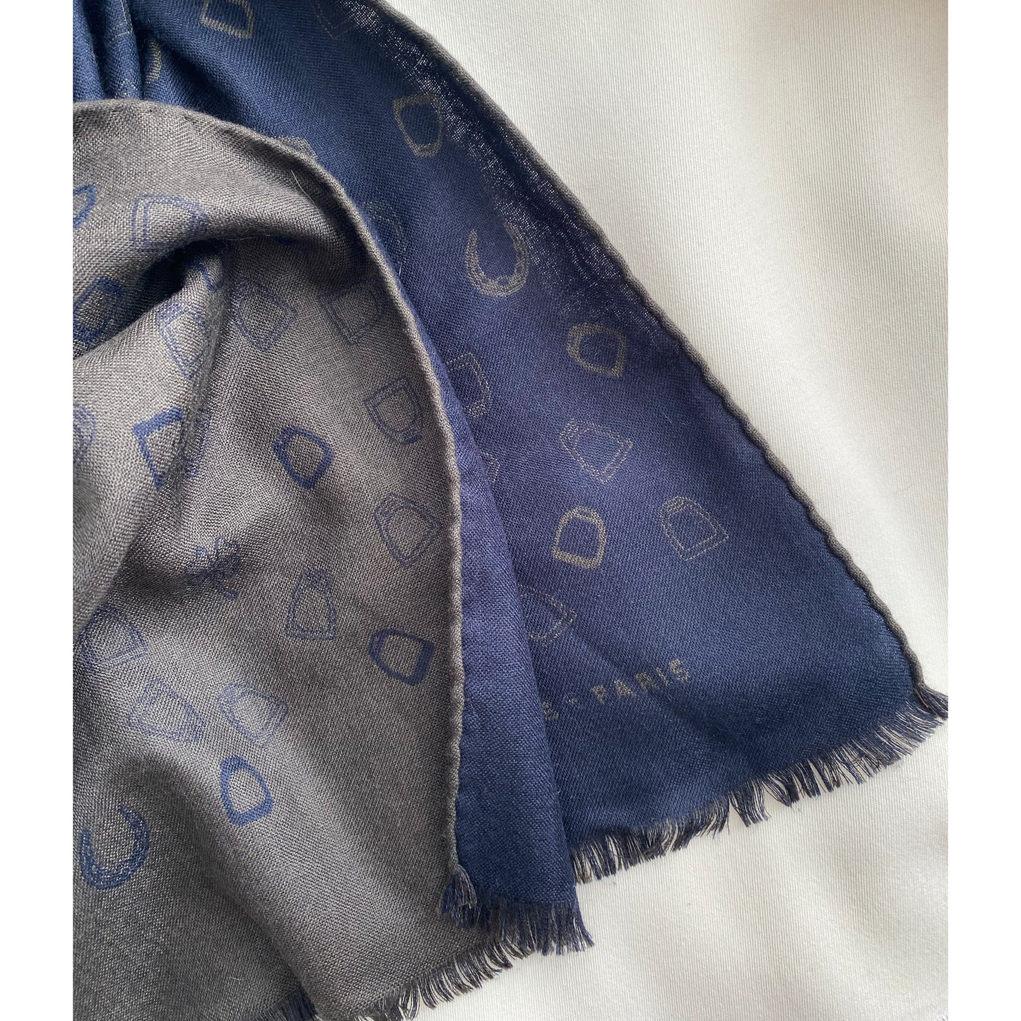 Hermes "Ladybird" Mens Cashmere/Silk Scarf in Marine/Bronze