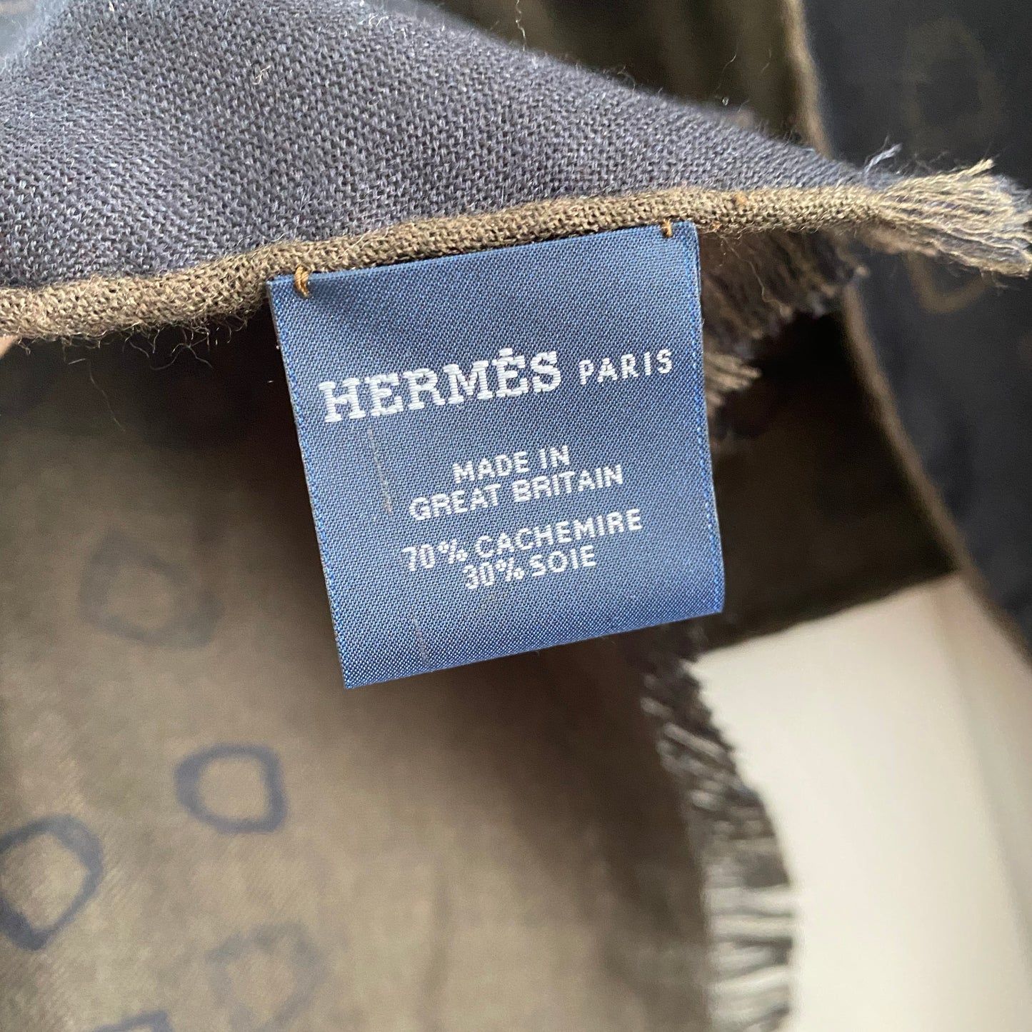 Hermes "Ladybird" Mens Cashmere/Silk Scarf in Marine/Bronze