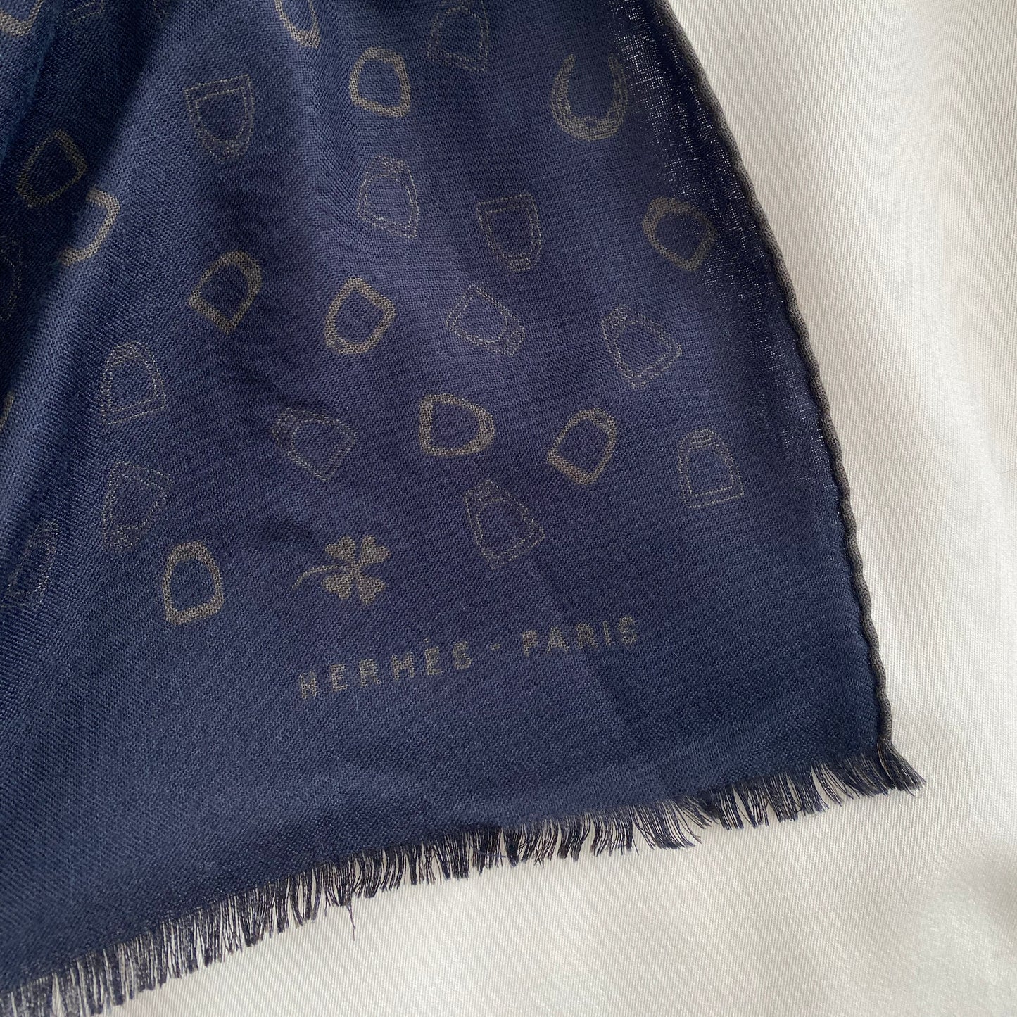 Hermes "Ladybird" Mens Cashmere/Silk Scarf in Marine/Bronze