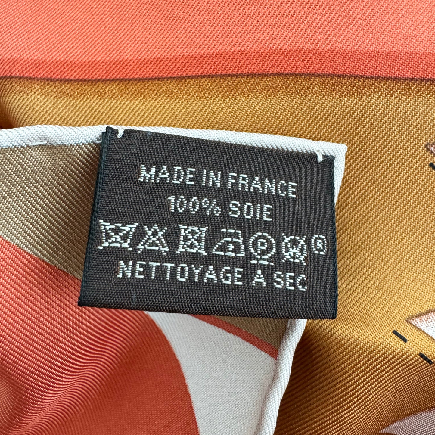 Hermes "L'Heure des Gants" 90cm Silk Scarf in Corail / Gris / Caramel