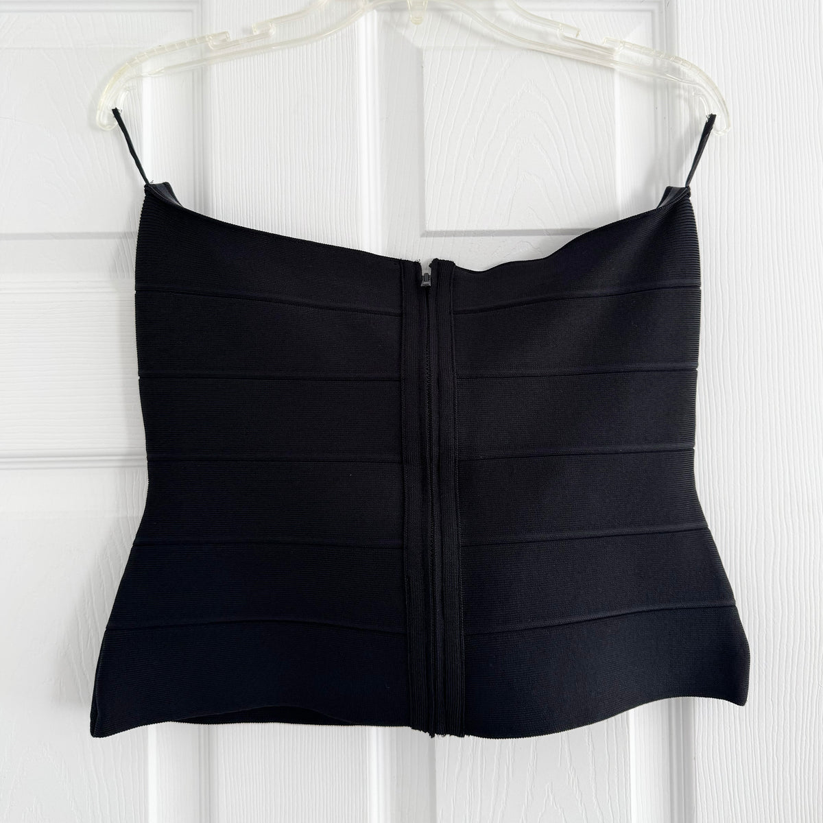Herve Leger Strapless Top in Black, size Large