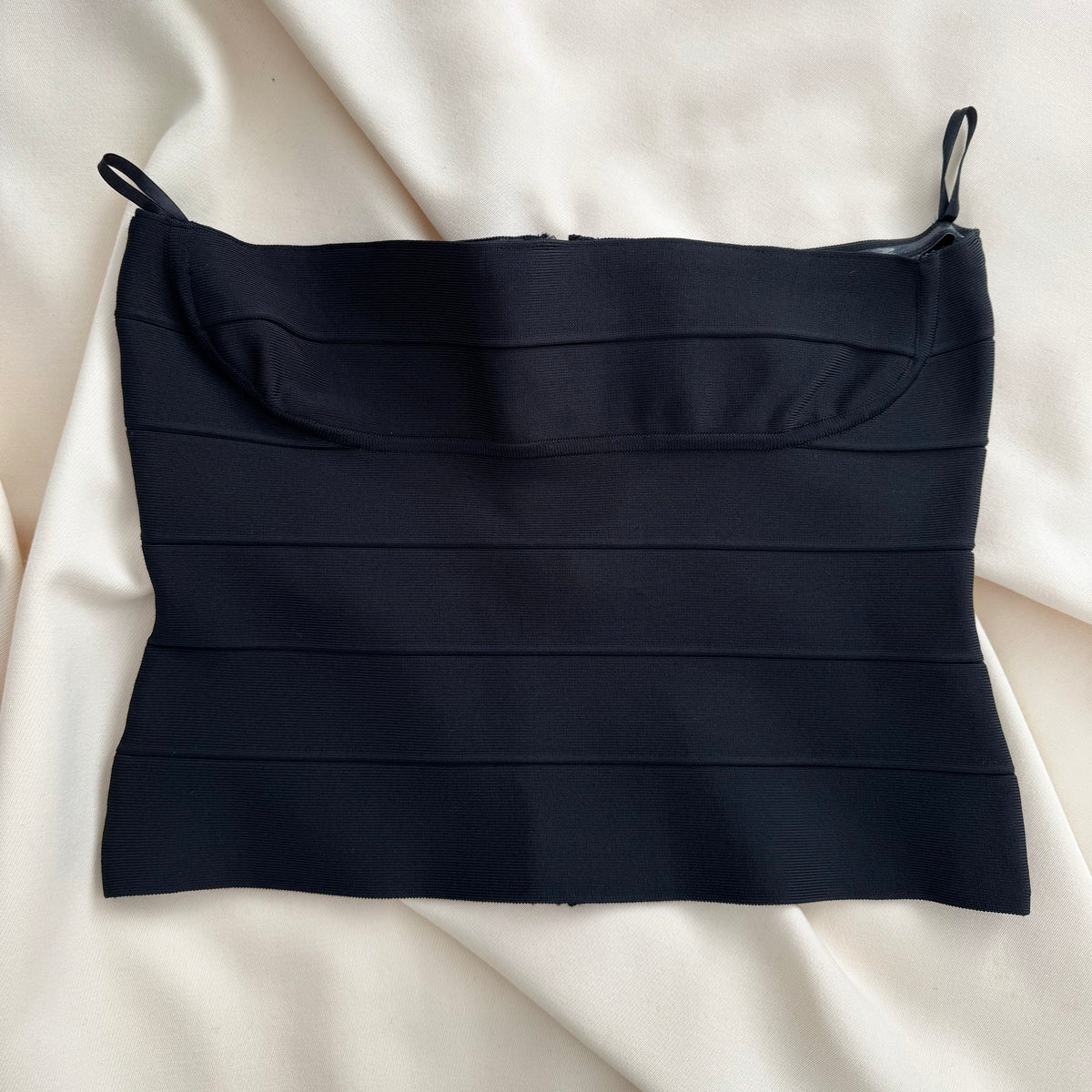 Herve Leger Strapless Top in Black, size Large