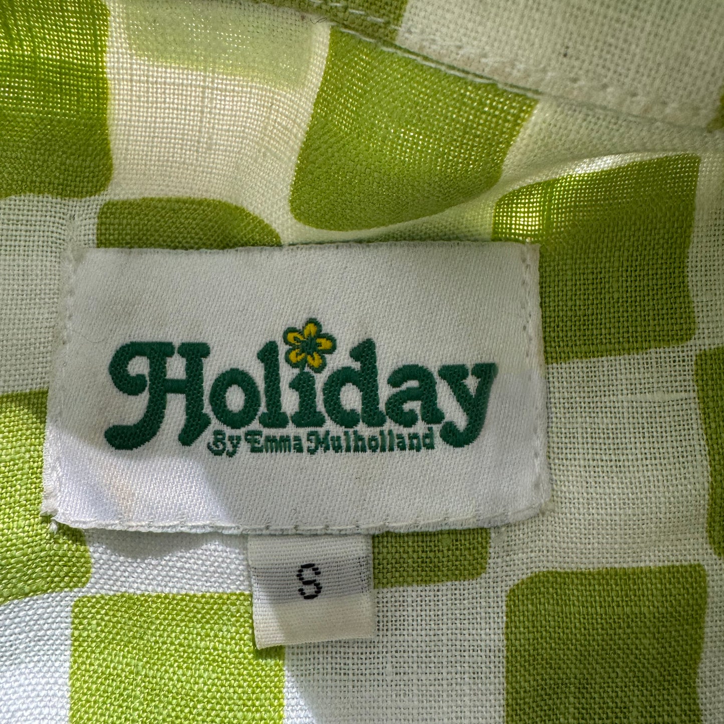 Emma Mulholland on Holiday Checked Linen Shirt in Green, size Small