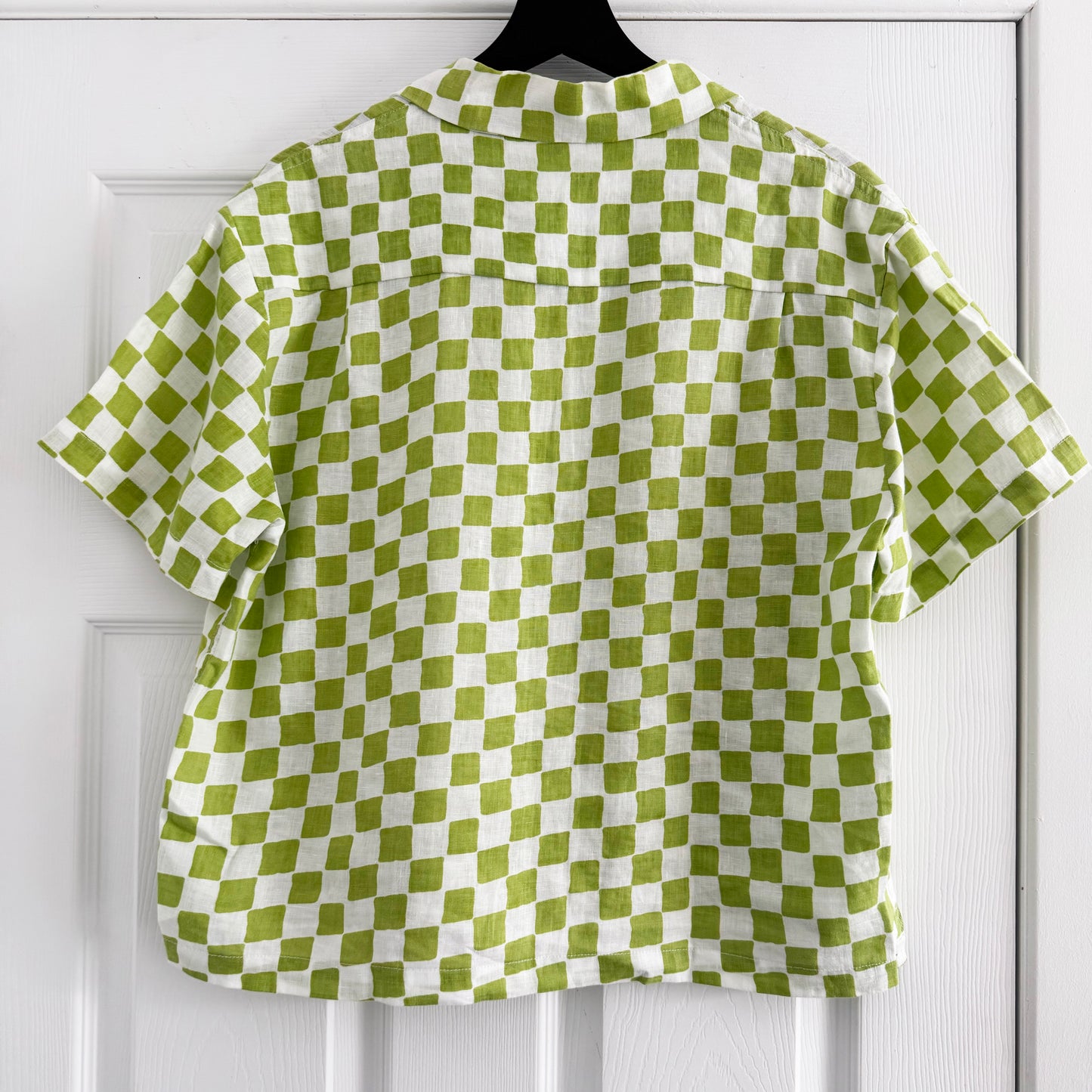 Emma Mulholland on Holiday Checked Linen Shirt in Green, size Small