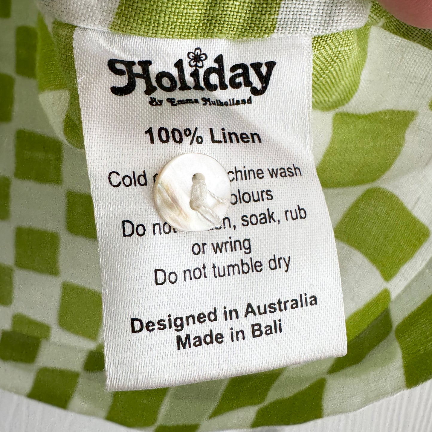 Emma Mulholland on Holiday Checked Linen Shirt in Green, size Small