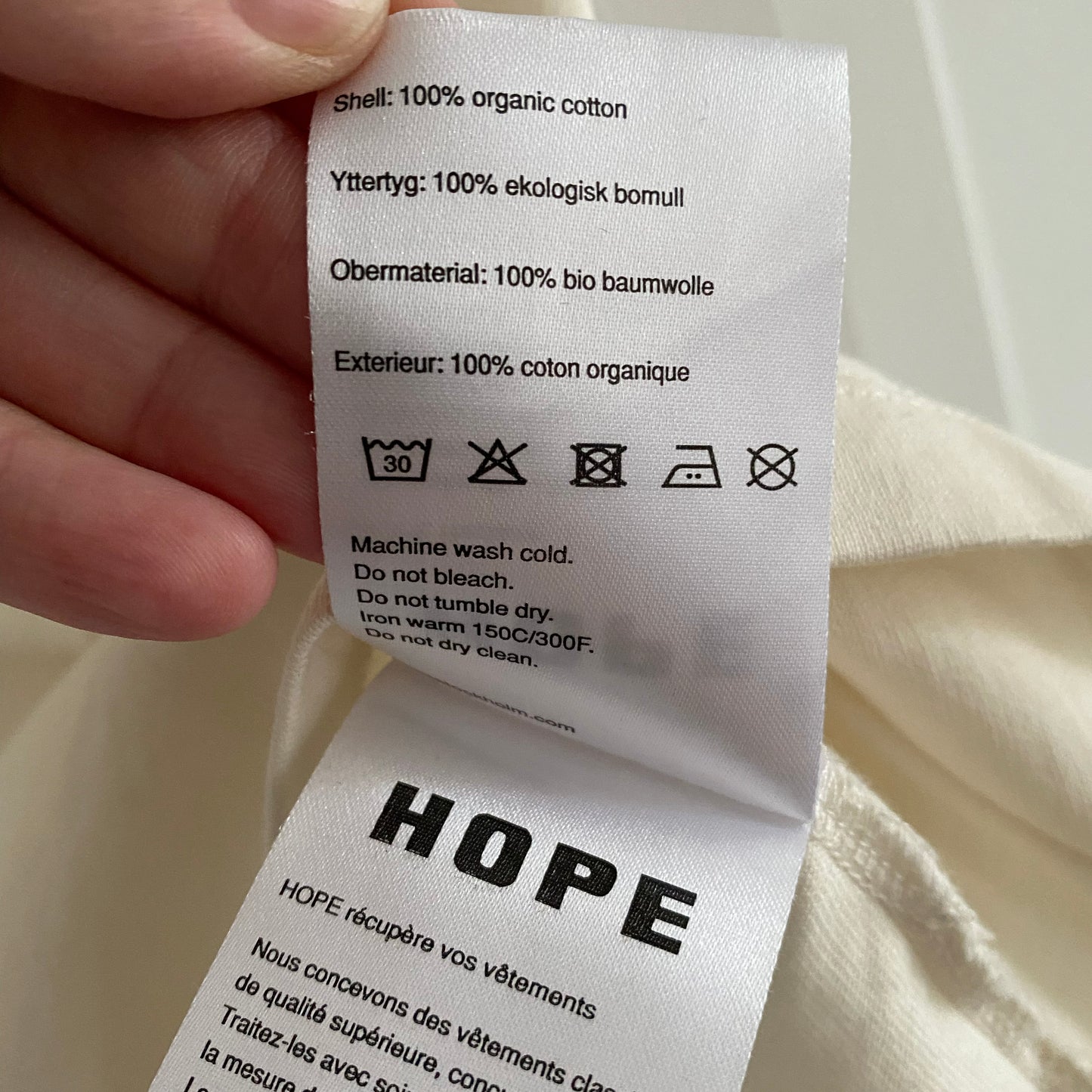 Hope Standard Tee Shirt in Ivory, size 38 (Medium)