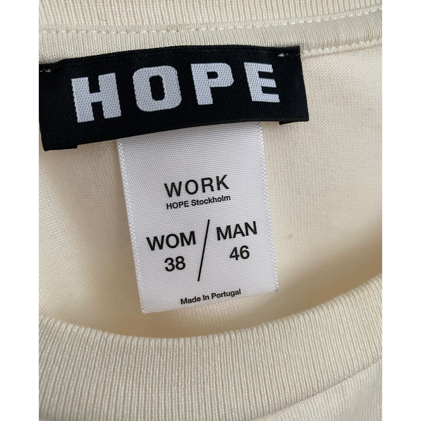 Hope Standard Tee Shirt in Ivory, size 38 (Medium)