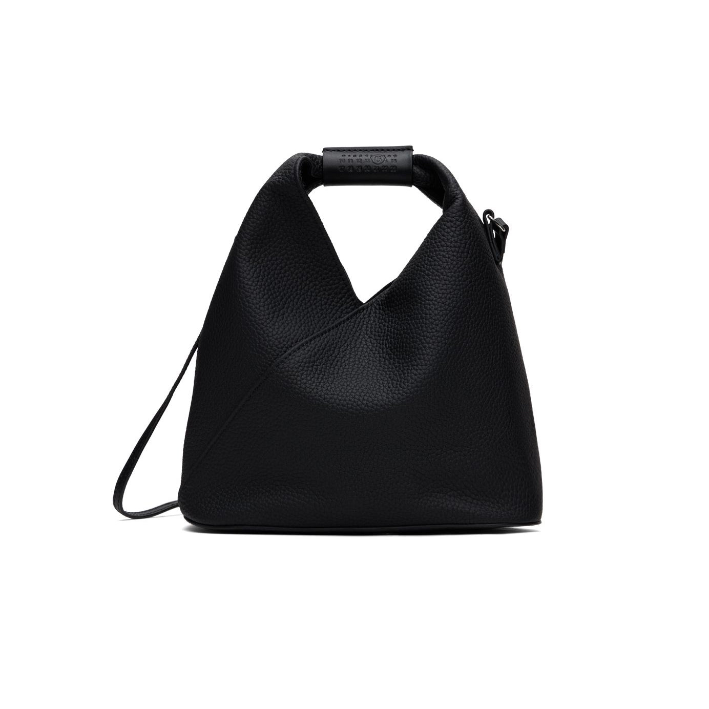 MM6 Margiela Small Triangle Bag in Black Grained Leather