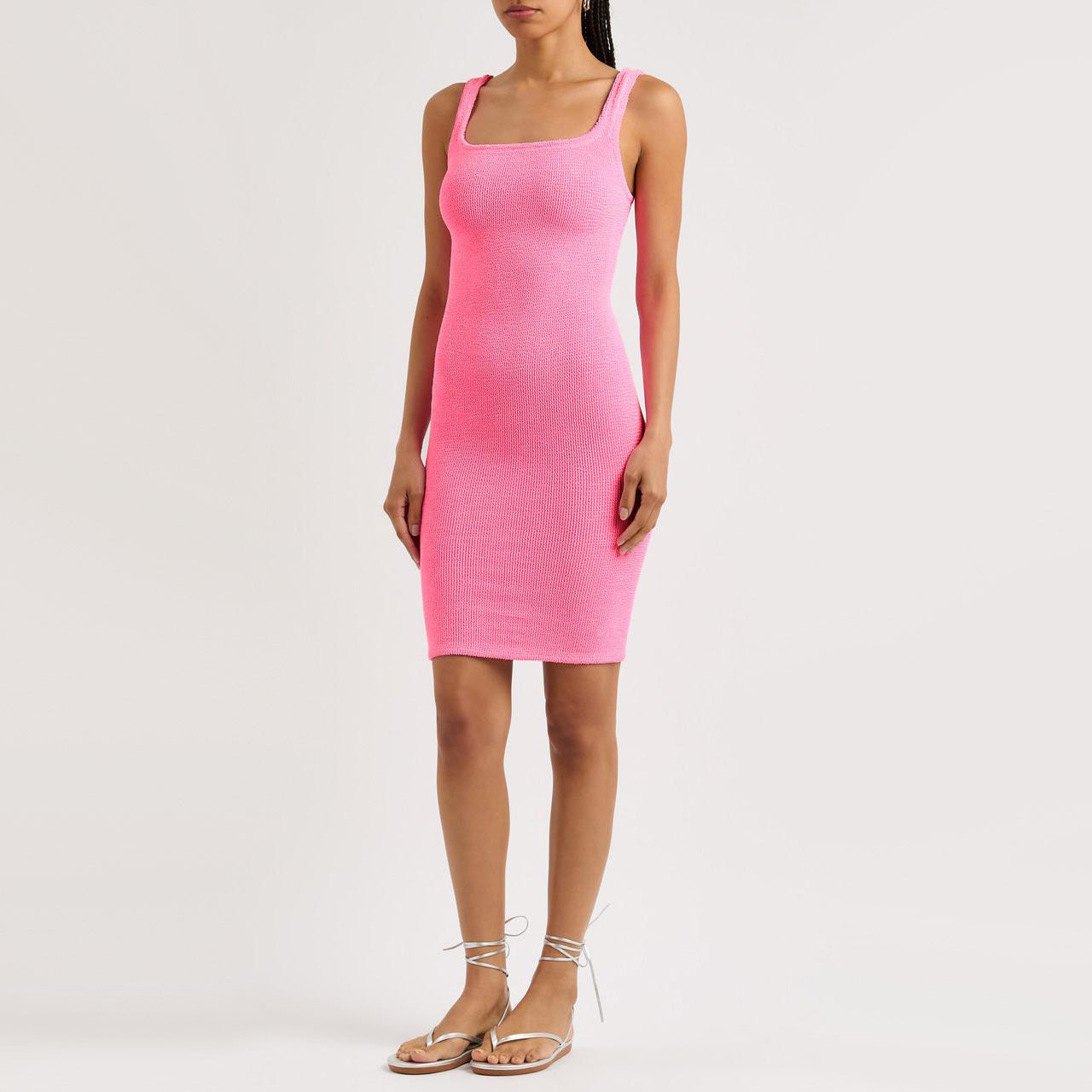 Hunza G Crinkle Tank Dress in Bubblegum, One Size Only