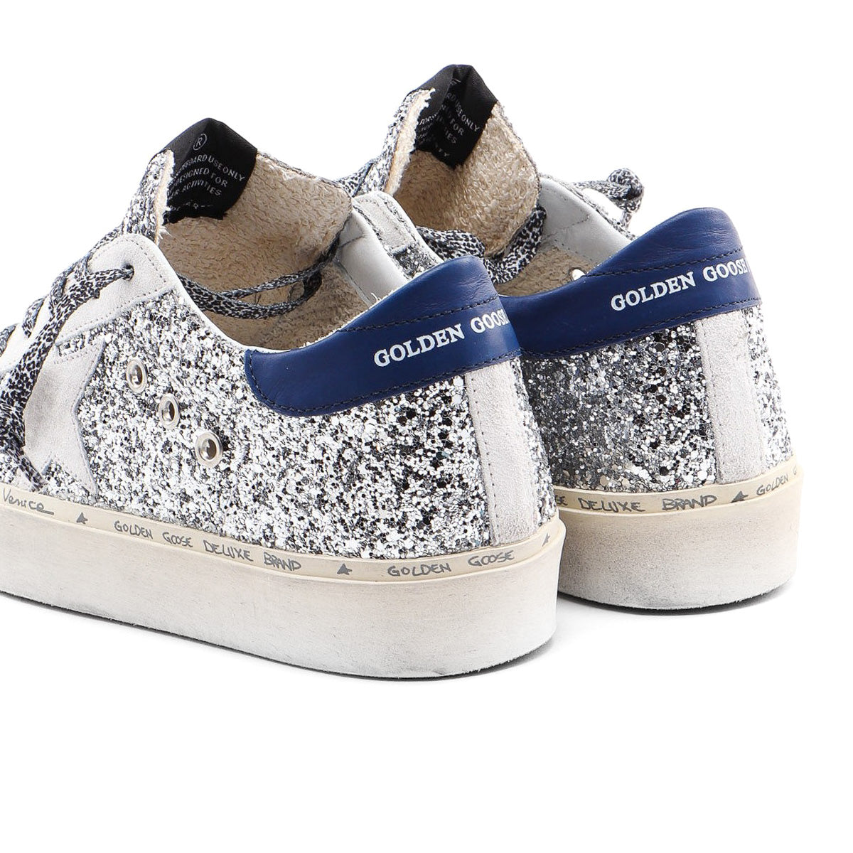 Golden Goose "Hi-Star" Sneaker in Silver Glitter, size 39