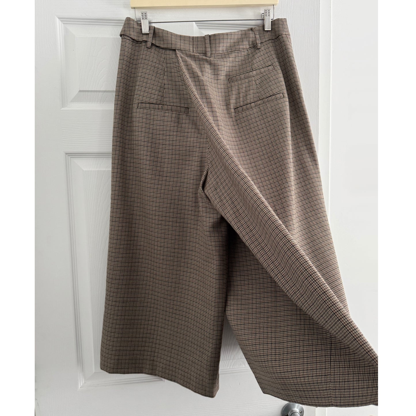 Tibi Thomas Menswear Check Wrap Culotte in Tan/Brown, size 8