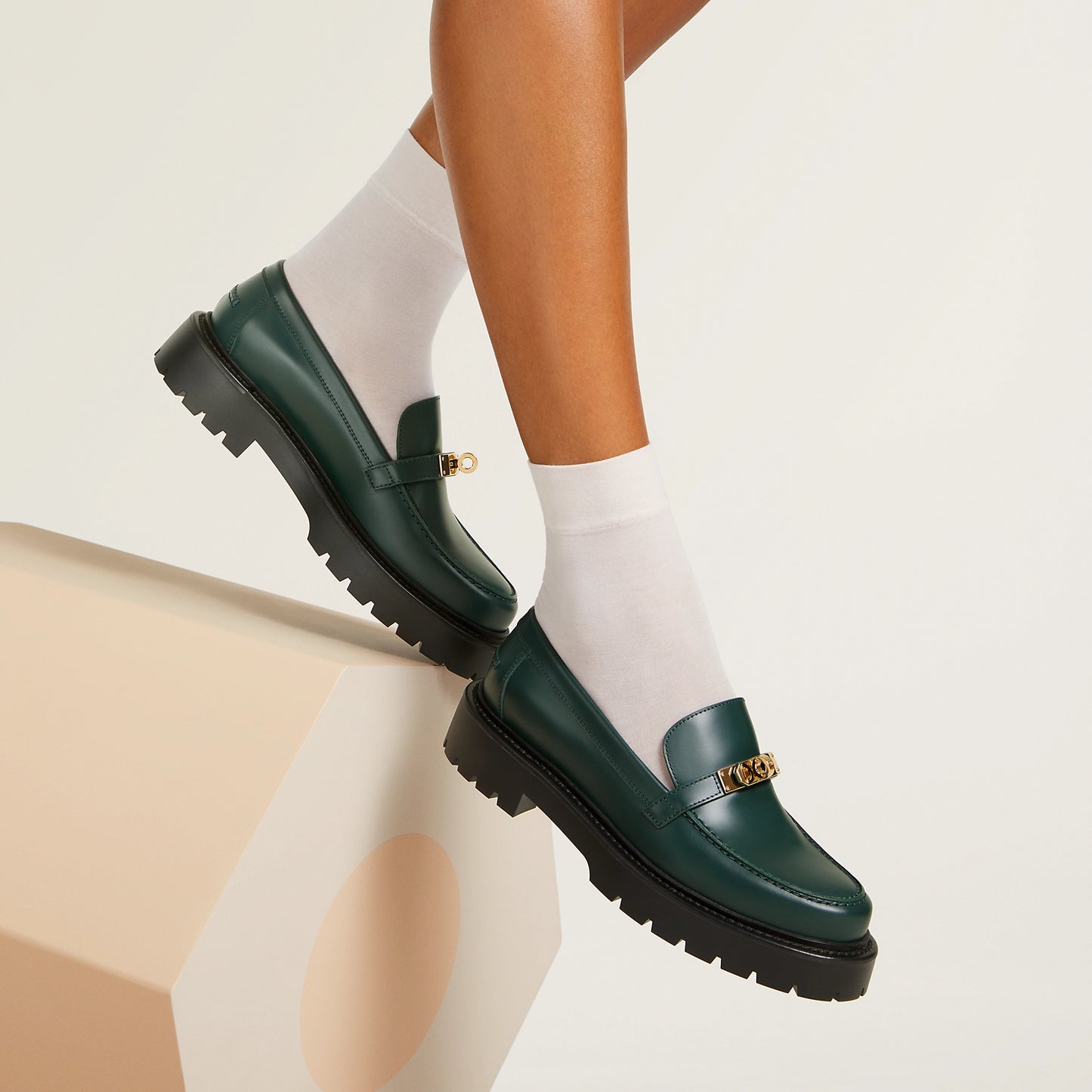 Hermes "Icone" Loafers in Green, size 37.5