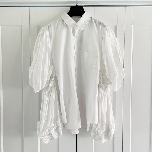 Comme des Garcons Chemise à manches bouffantes en coton blanc, taille grande