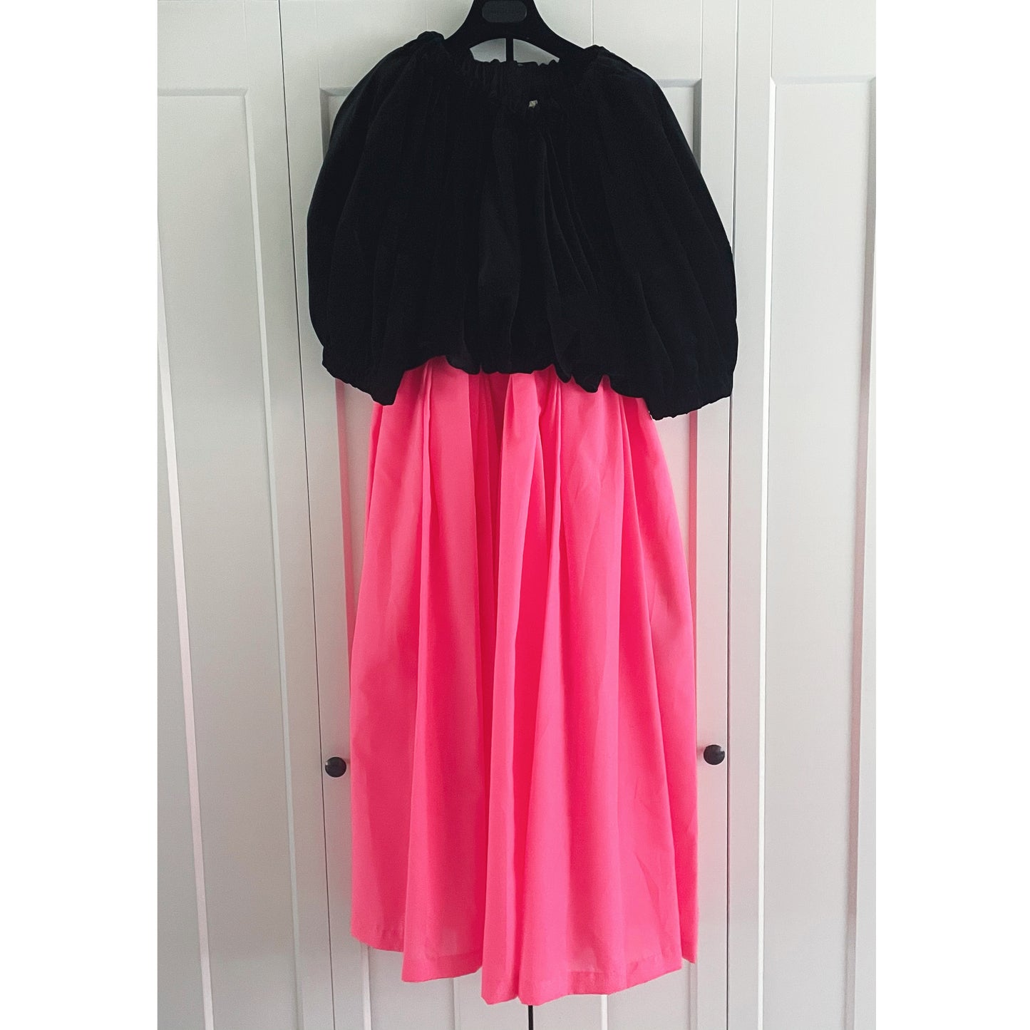 Comme des Garcons Black and Neon Pink Bubble Dress, size Large