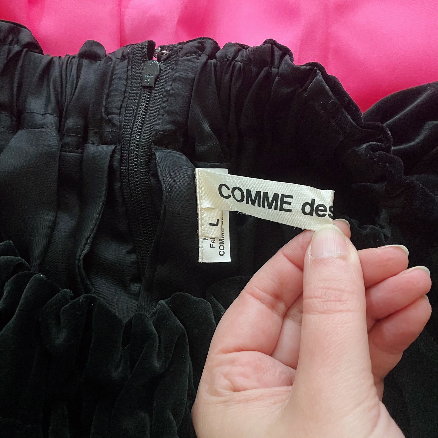 Comme des Garcons Black and Neon Pink Bubble Dress, size Large