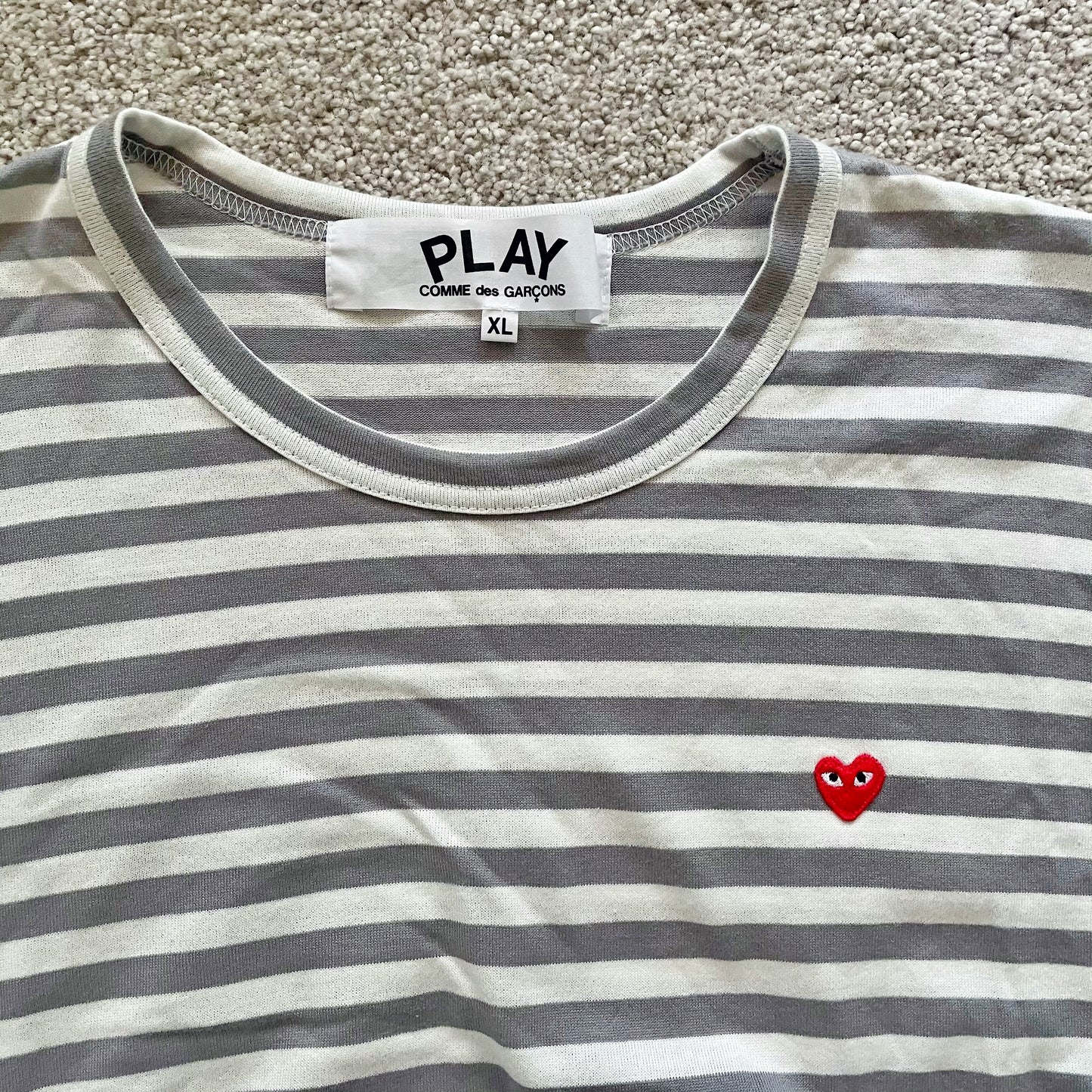 ** MENS ** Comme Des Garcons PLAY Striped tee, size XL (fits size large)