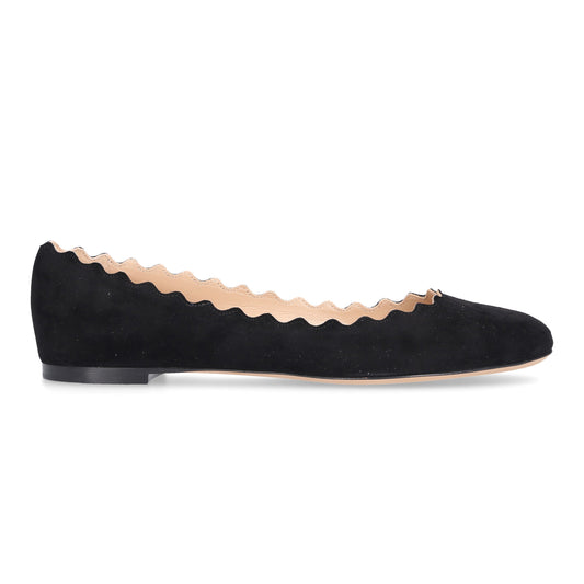 Chloe "Lauren" Suede Flats in Black, size 37