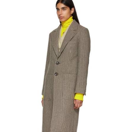 Joseph "Marko" Houndstooth Coat in Taupe/Brown/Grey, size 36