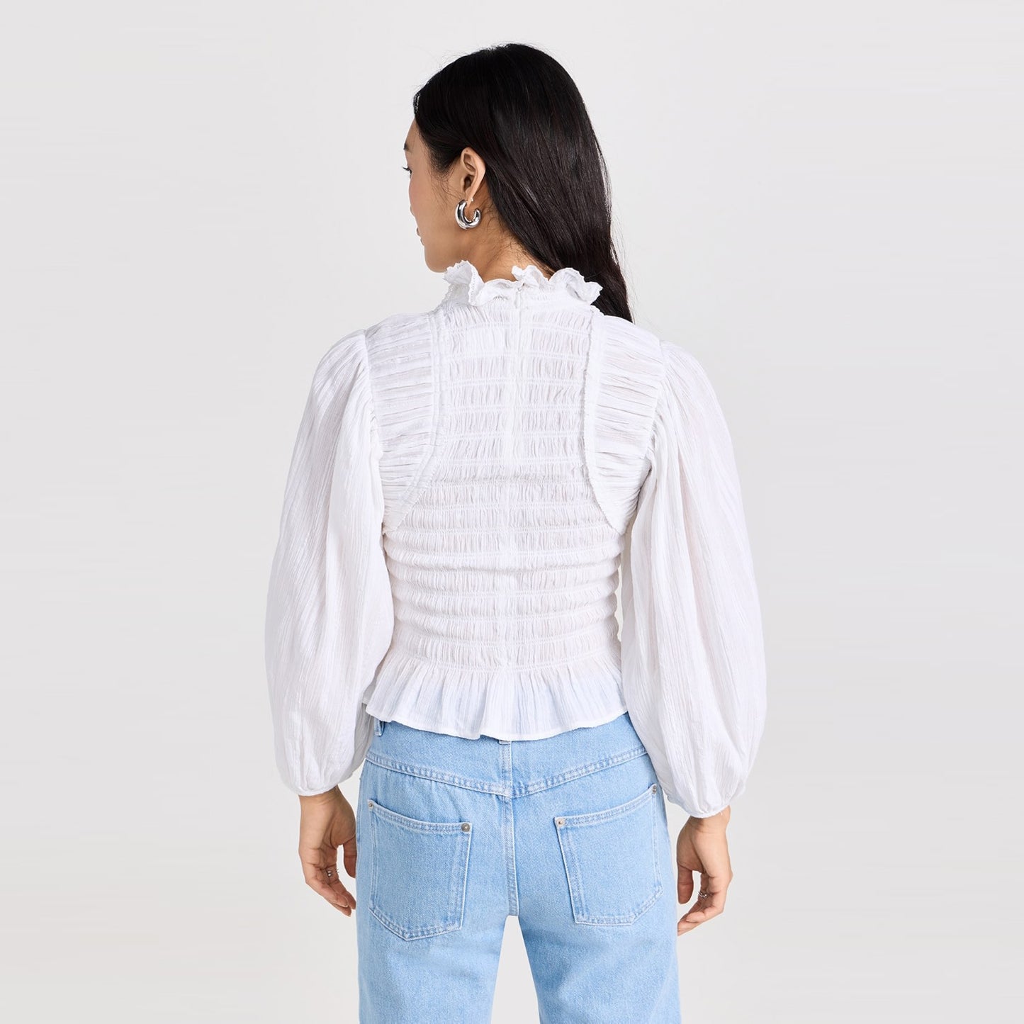 Isabel Marant Etoile "Idris" Smocked Top in White, size 38 (Size Small)