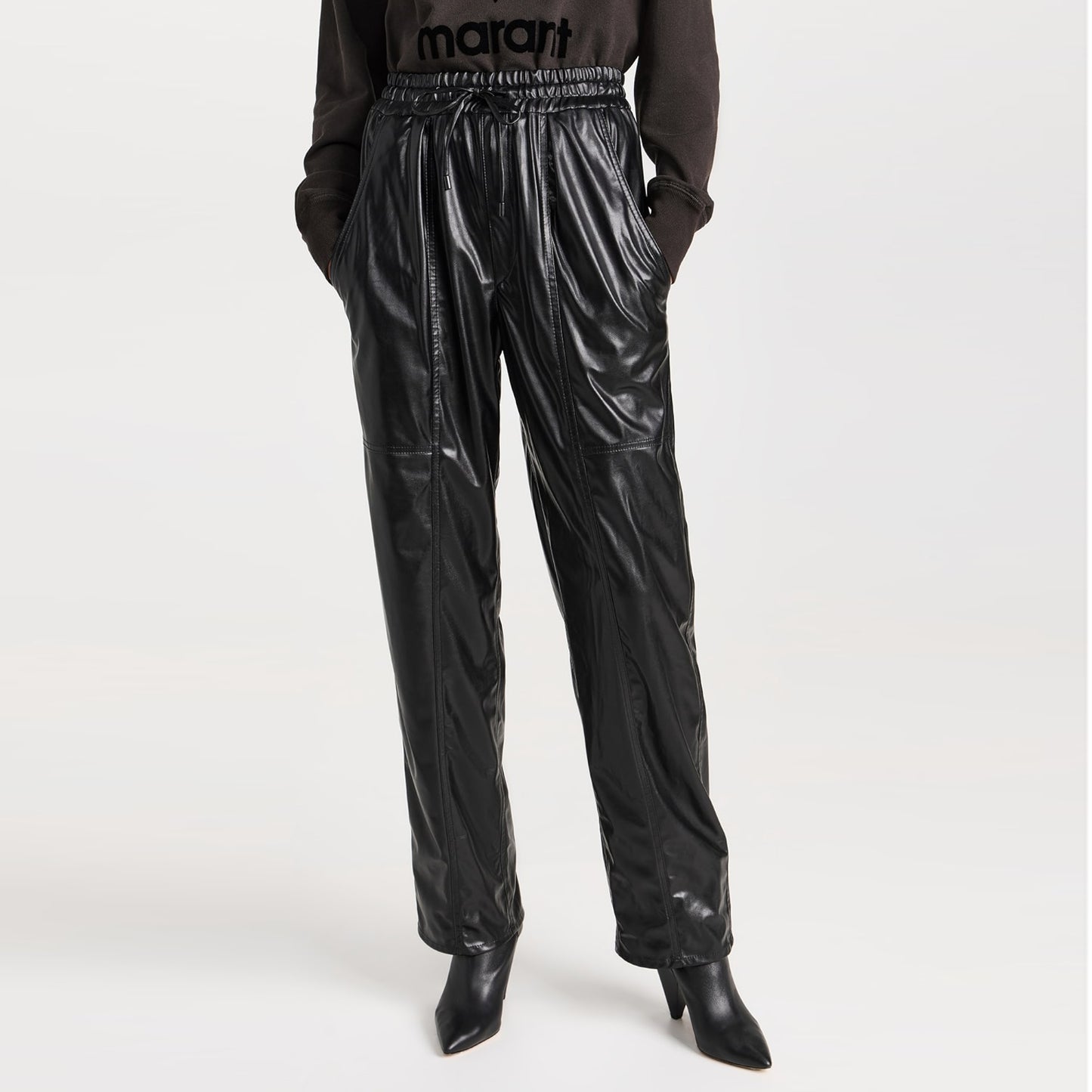 Isabel Marant Etoile "Brina" Faux Leather Pant in Black, size 36 (size small)