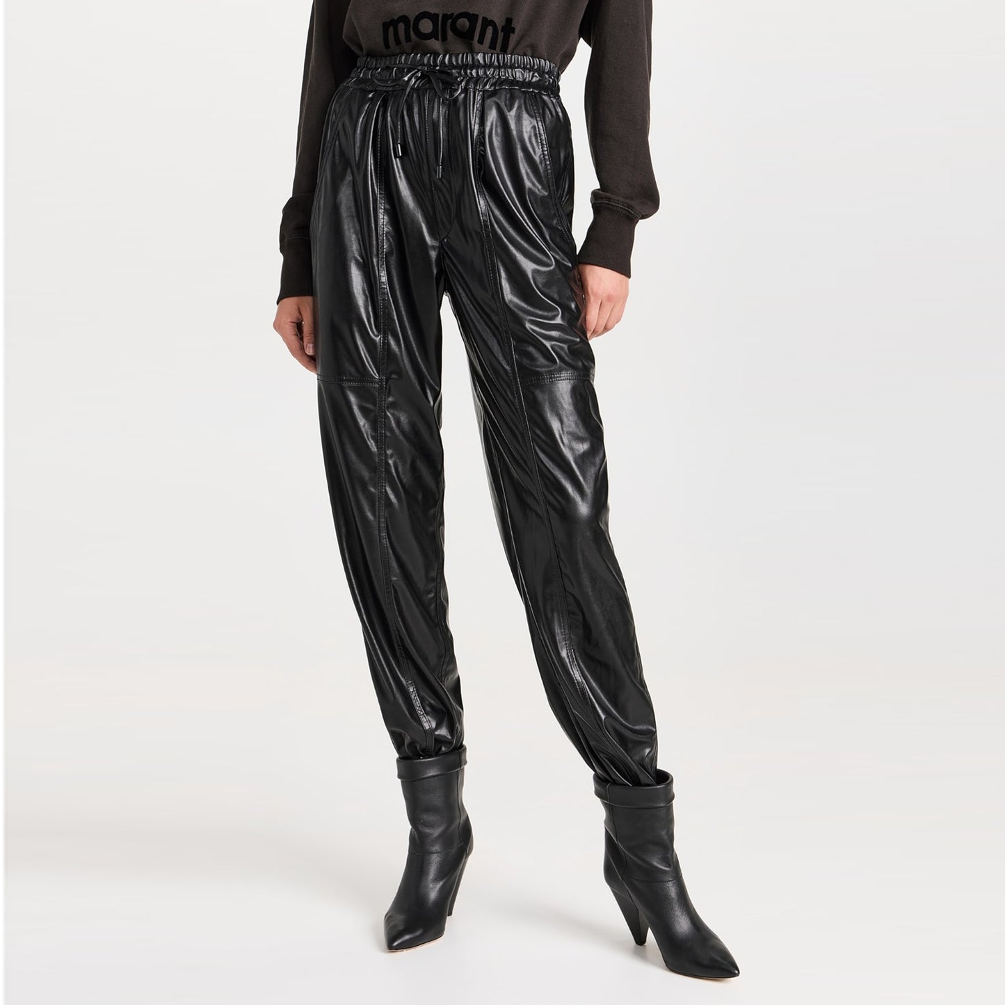 Isabel Marant Etoile "Brina" Faux Leather Pant in Black, size 36 (size small)