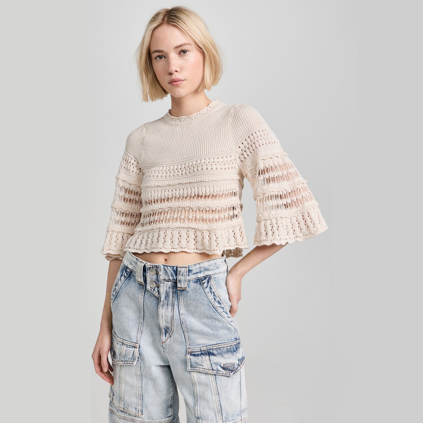 Isabel Marant Etoile "Frizy" Crochet Crop Top, size 38 (size small)