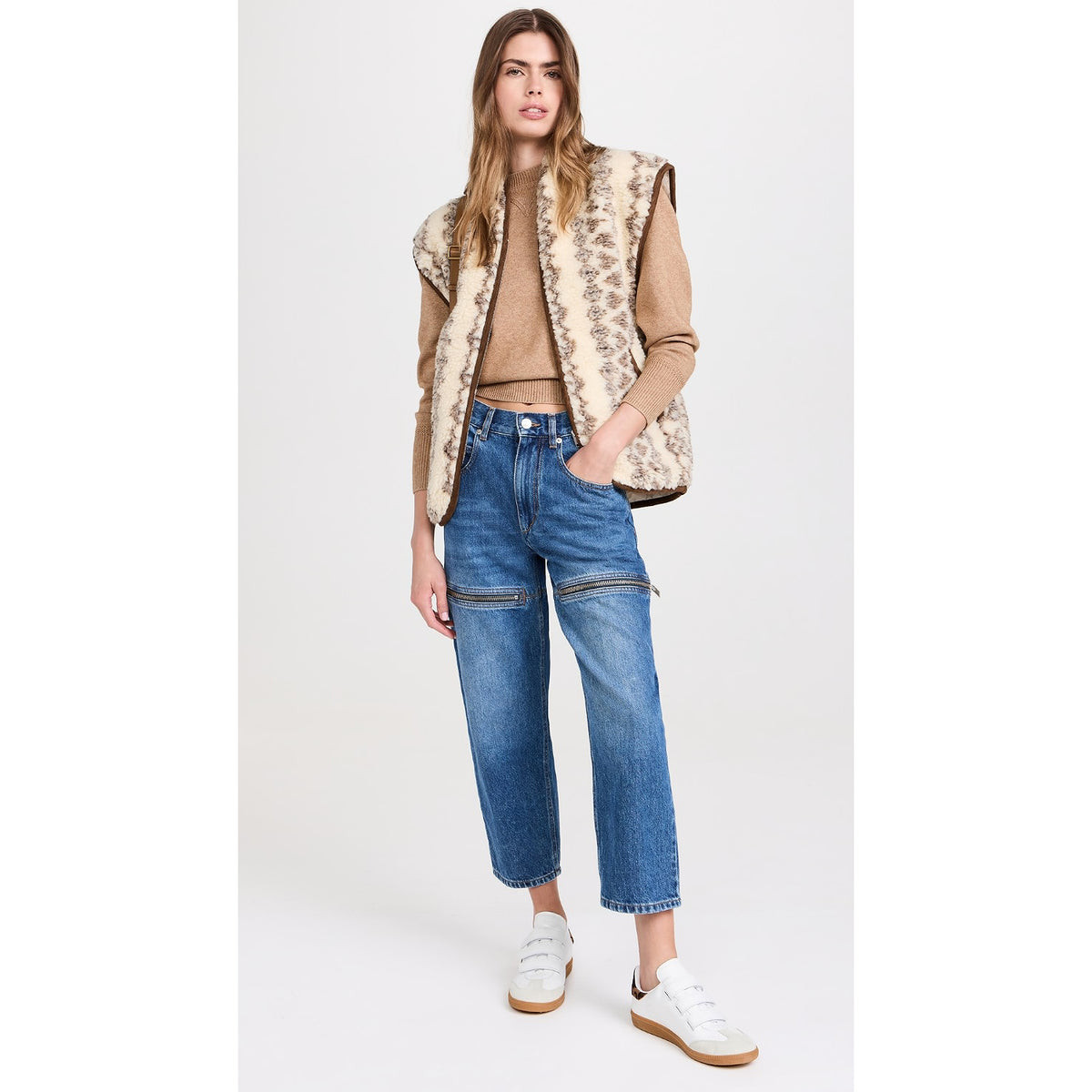 Isabel Marant "Maximilia" Wool Fleece Vest in Beige, Size "1" (Medium ish?)