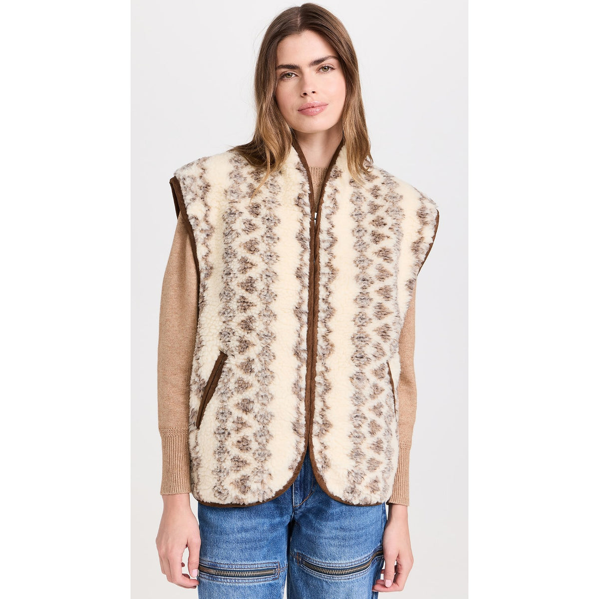 Isabel Marant "Maximilia" Wool Fleece Vest in Beige, Size "1" (Medium ish?)