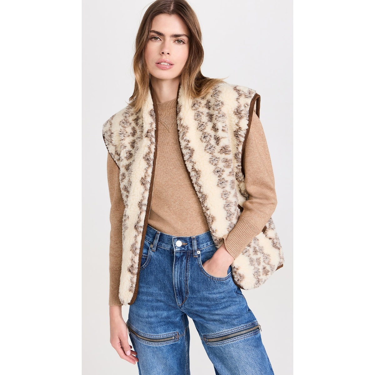 Isabel Marant "Maximilia" Wool Fleece Vest in Beige, Size "1" (Medium ish?)