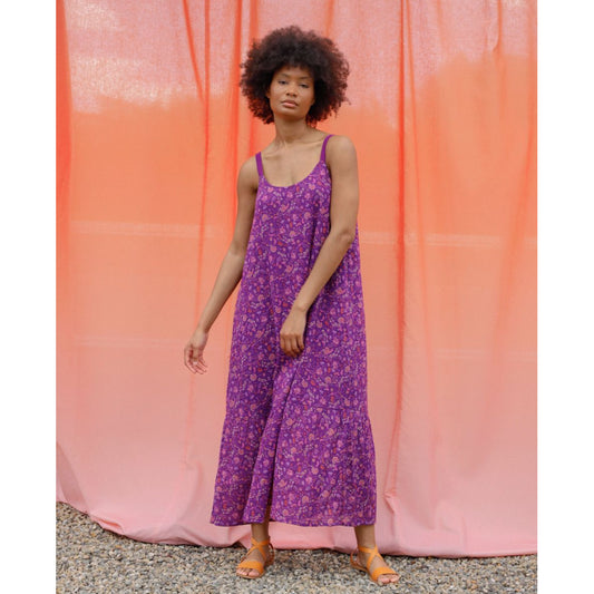 Indi & Cold "Hugo" Organic Cotton Tank Maxi in Purple, size Small