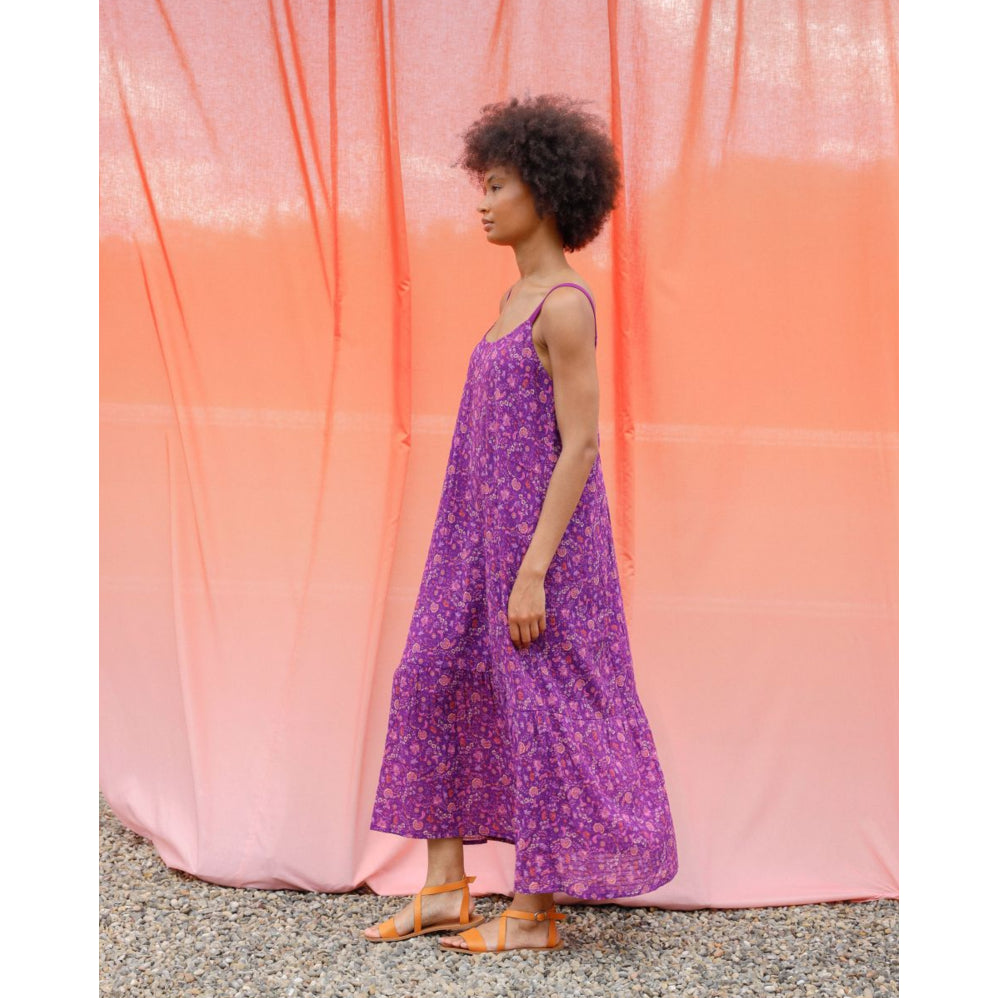 Indi & Cold "Hugo" Organic Cotton Tank Maxi in Purple, size Small