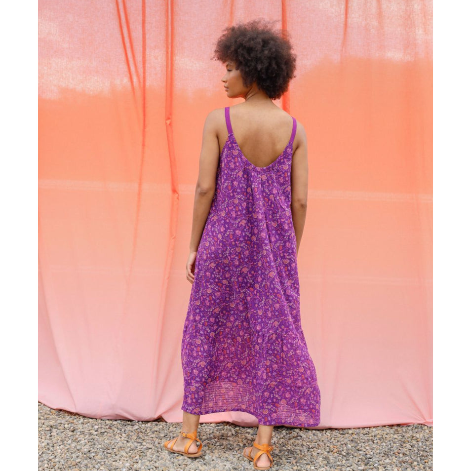 Indi & Cold "Hugo" Organic Cotton Tank Maxi in Purple, size Small