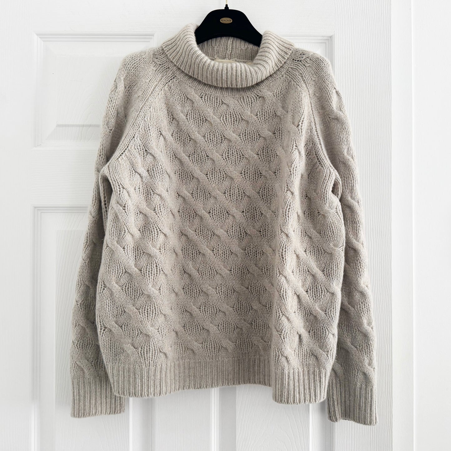 Inhabit Cashmere Cable Knit Turtleneck in Grey/Beige, size XS