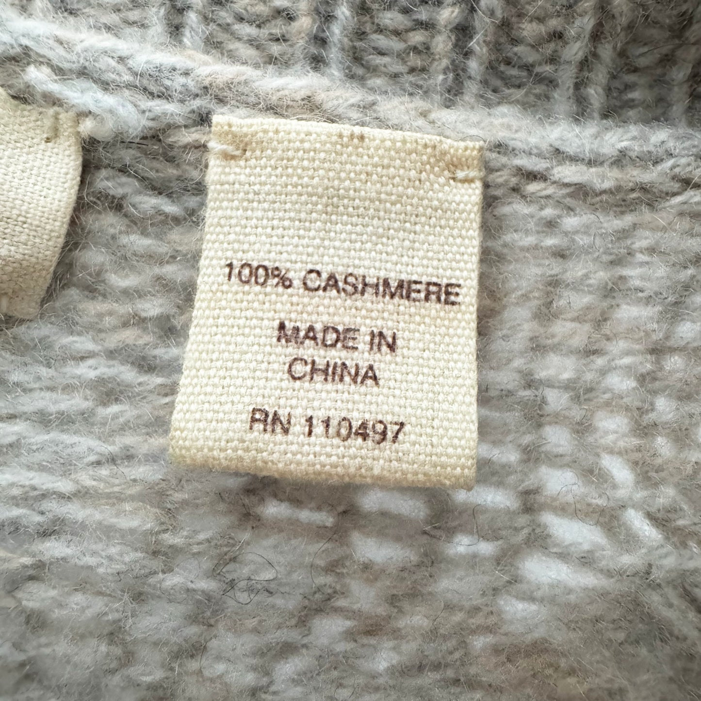 Inhabit Cashmere Cable Knit Turtleneck in Grey/Beige, size XS