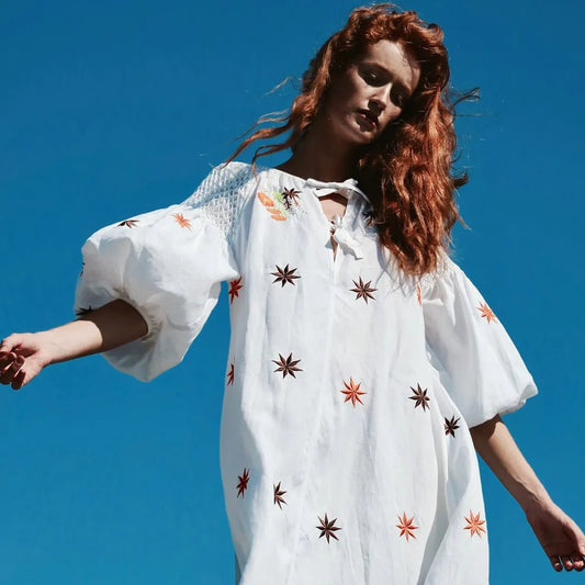 Innika Choo Embroidered Linen Dress, one size only