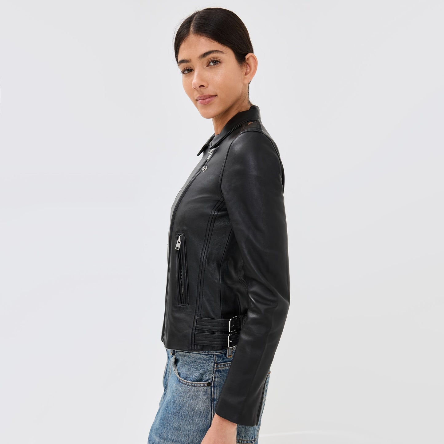 IRO "Han" Leather Jacket in Black, size 38 (fits like size small)