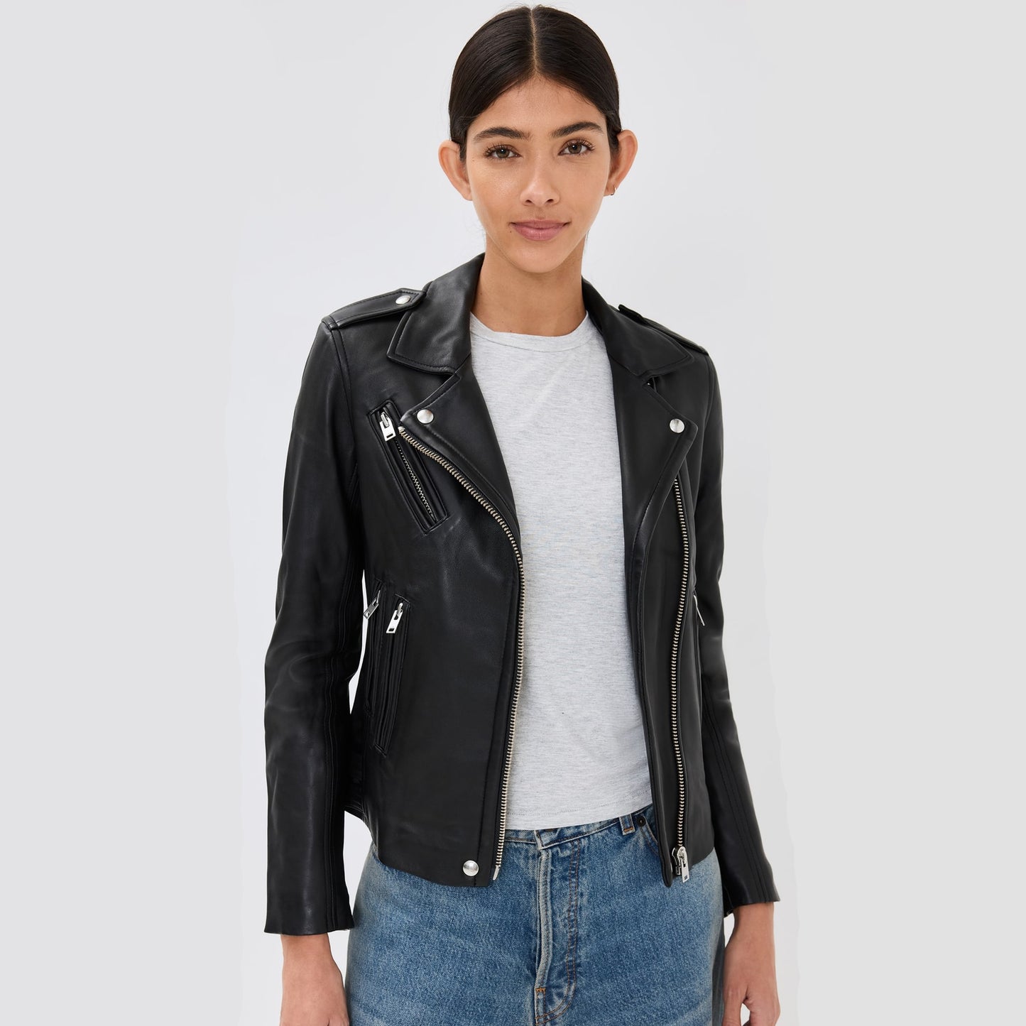 IRO "Han" Leather Jacket in Black, size 38 (fits like size small)