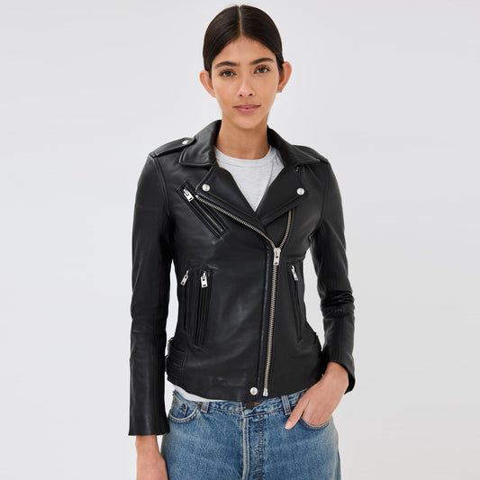 IRO "Han" Leather Jacket in Black, size 38 (fits like size small)