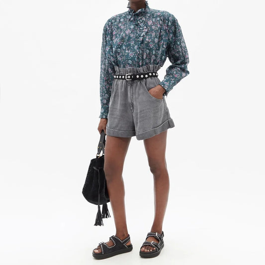 Isabel Marant Etoile "Itea" Denim Shorts in Grey, size 38